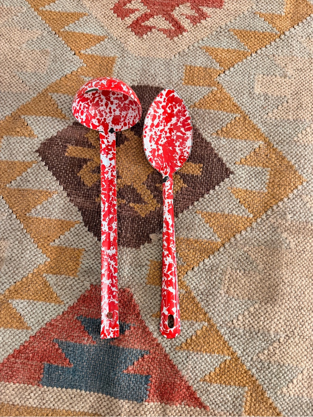Red Speckled Serving Spoon and Ladle Set - Home Party Supplies